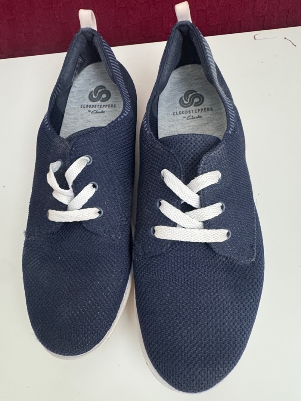 Cloudsteppers by Clarks Men's Navy Knit Slip-On Sneakers with White Laces